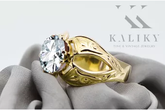 Ring Zirkon 14 Karat Gelbgold Vintage Stil vrc135y